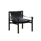 Arne Norell Sirocco Safari Lounge Chair in Black Leather and Stained Ash