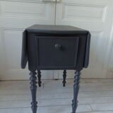 Louis Philippe bedside table with flaps, slate grey