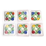Ensemble de six assiettes carrées vintage en faïence fabriquées à la main par De Simone, Italie