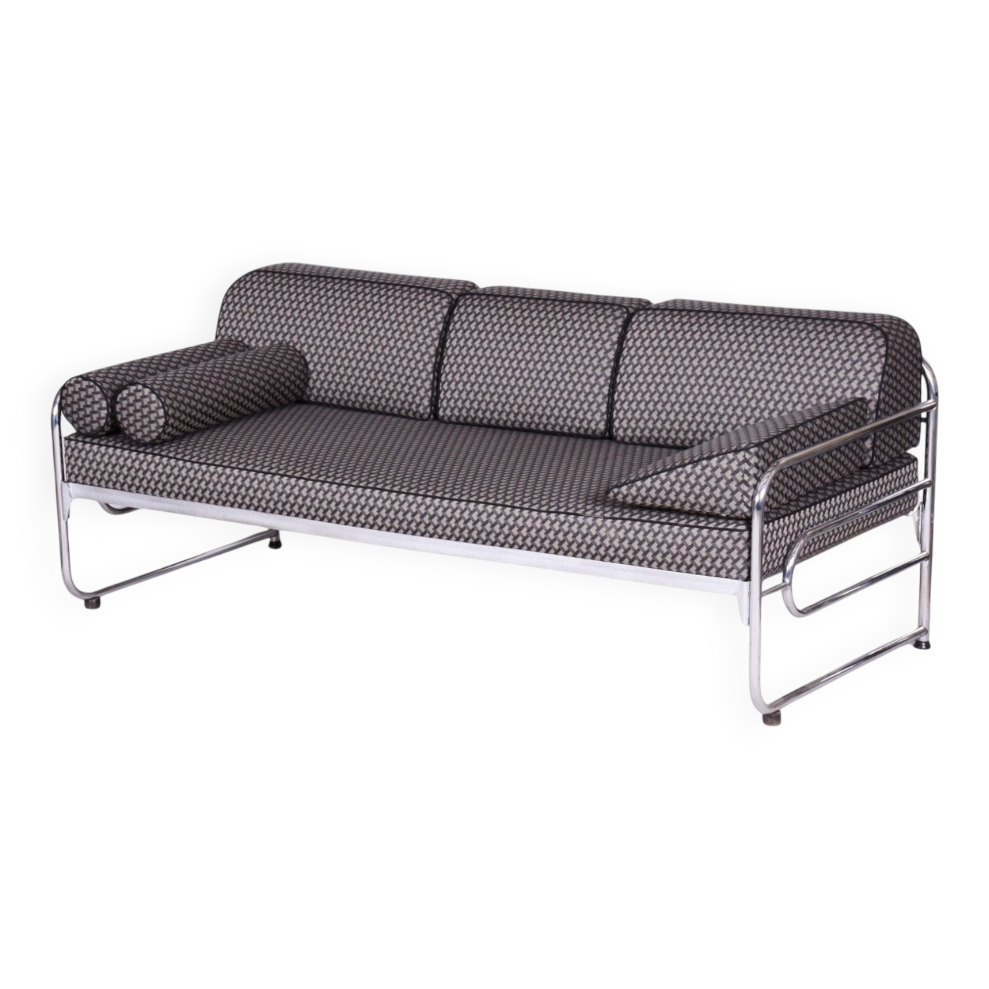 Bauhaus Sofa in Chrome & Upholstery attributed to Mücke-Melder, Czech, 1930s