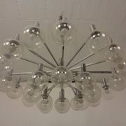 Large chromed spider Sputnik lamp with 24 hand-blown ice glass balls from Ott International, Germany, 1960s.