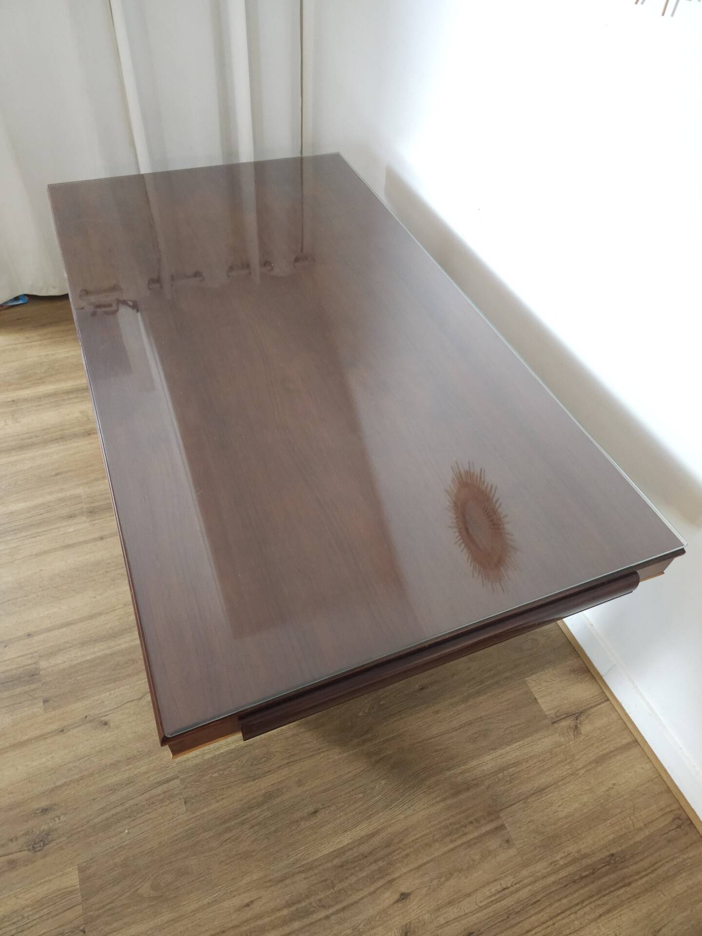 Table architecturale style Art Déco & tiroirs secrets (1970)