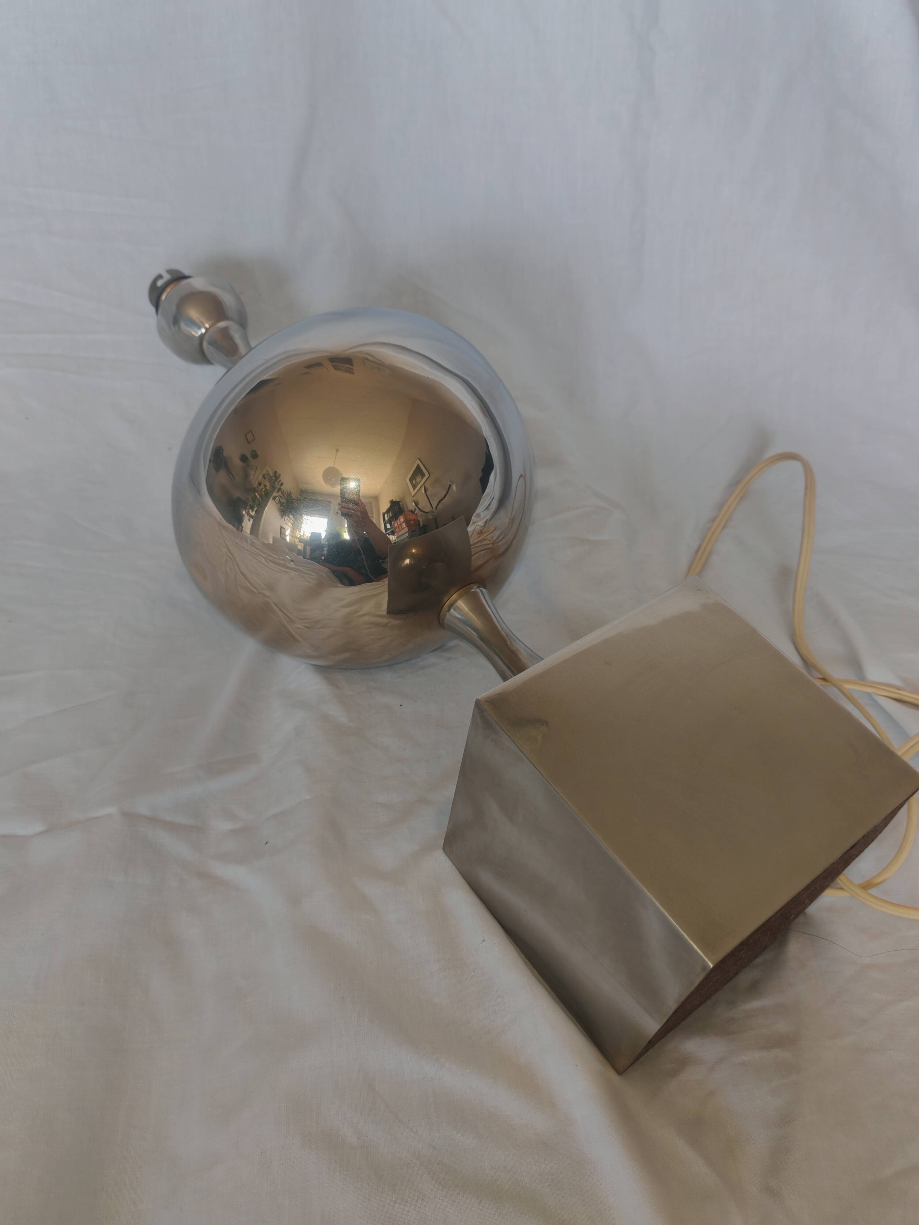 Pied de lampe Philippe Barbier, inox, 1970