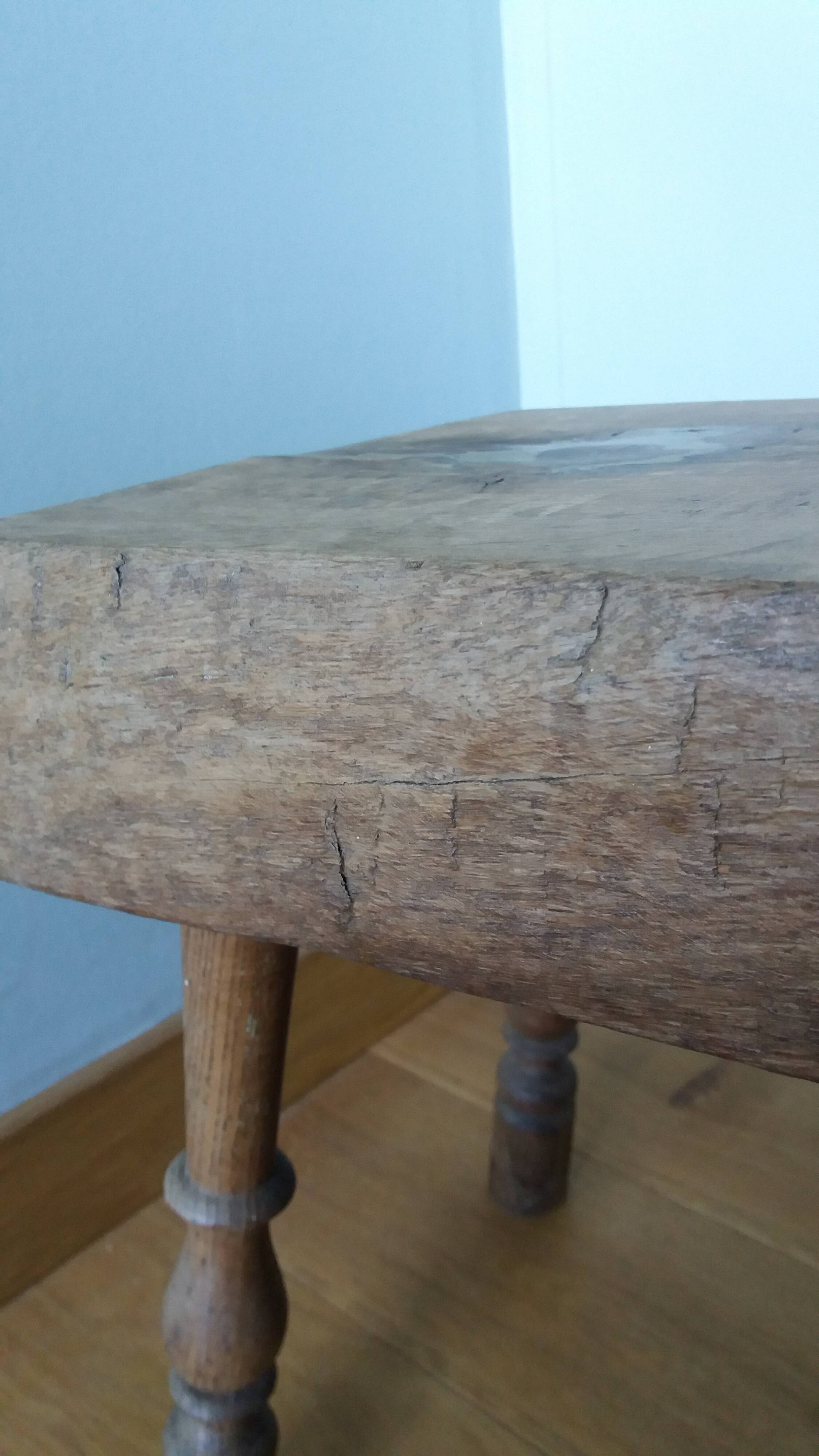 Upcycled brutalist stool, side table, bedside table in solid oak