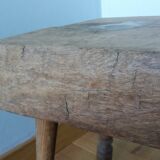 Upcycled brutalist stool, side table, bedside table in solid oak
