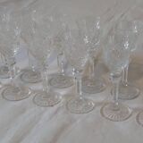 Set of 12 stemmed cut crystal liqueur glasses