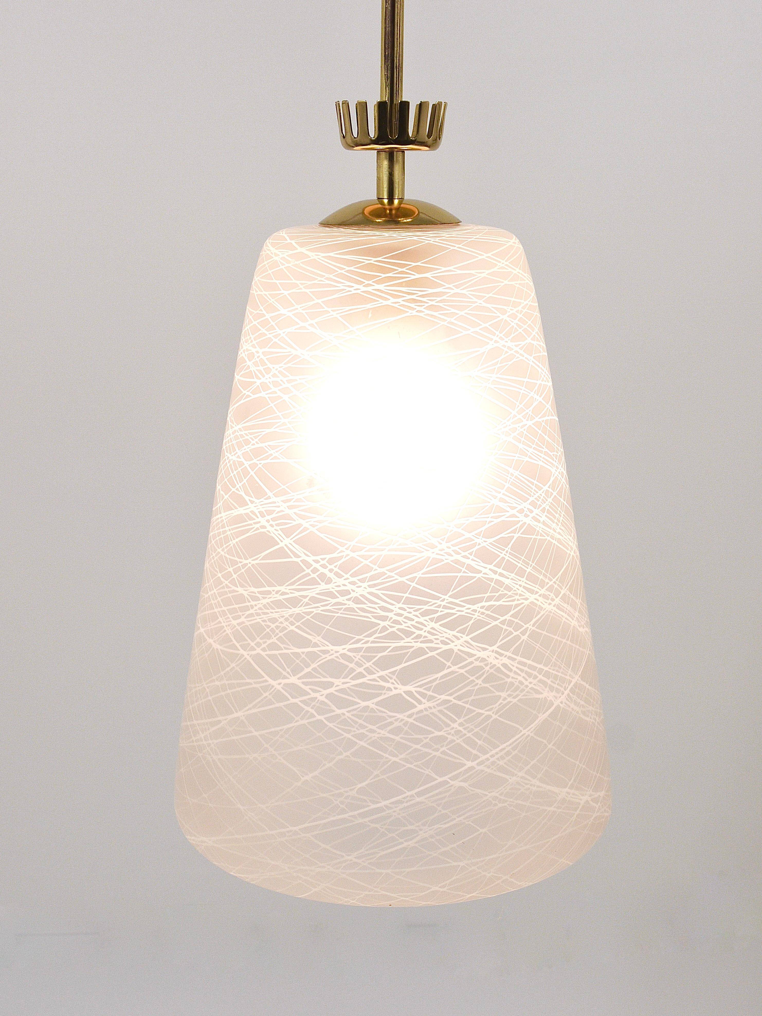 Brass Crown Pendant Light in Gio Ponti Style, Mid-Century, Italy, 1950s