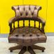 Vintage Chesterfield Revolving Captain's Chair with Brow Leather Upholstery