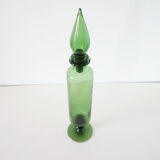 Italian decanter in green blown glass empoli