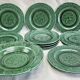 3 fruit plates Sarreguemines majolica shaded enamel Rubelles