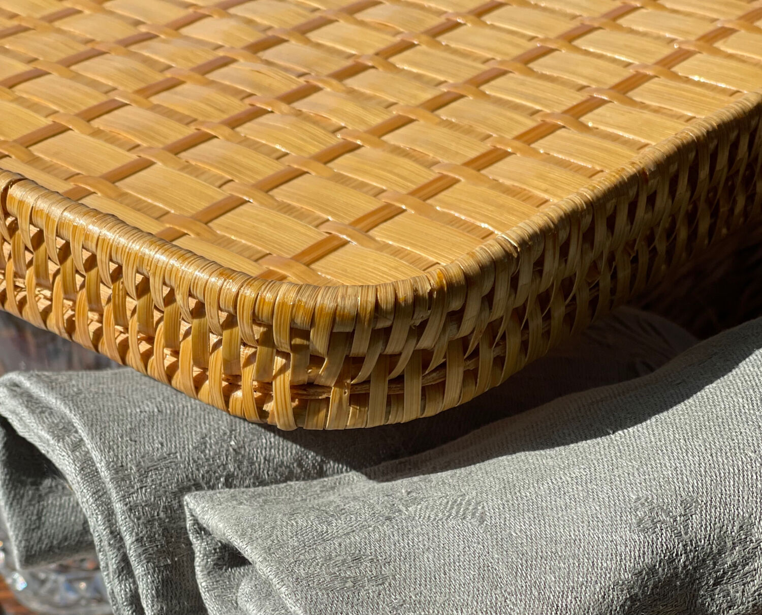 Vintage rattan tray