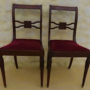 2 stylish solid wood chairs with red velvet fabric seats