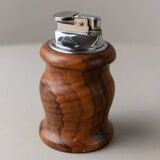 Brown Wood Vintage Lighter with Curved Italian Design, 1960s Table Accessory - Refined Gift