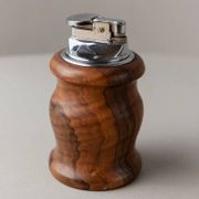 Brown Wood Vintage Lighter with Curved Italian Design, 1960s Table Accessory - Refined Gift