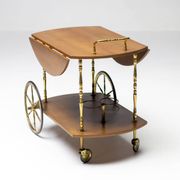 Brass and walnut bar cart by Cesare Lacca