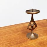 Brutalist metal candlestick mid-century