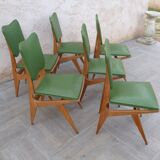 6 vintage Scandinavian chairs compass feet
