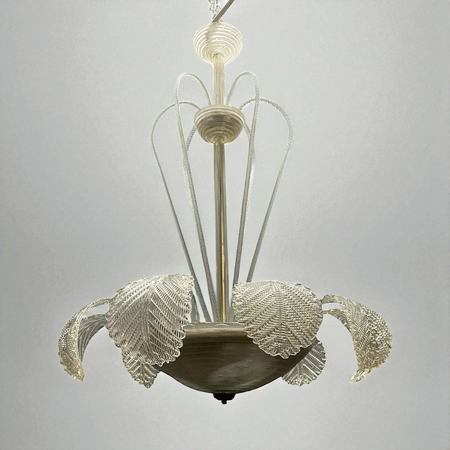 Grand lustre cascade en verre de Murano Barovier, années 1940
