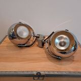 Pair of vintage Eyeball style chrome wall lights (spotlights)