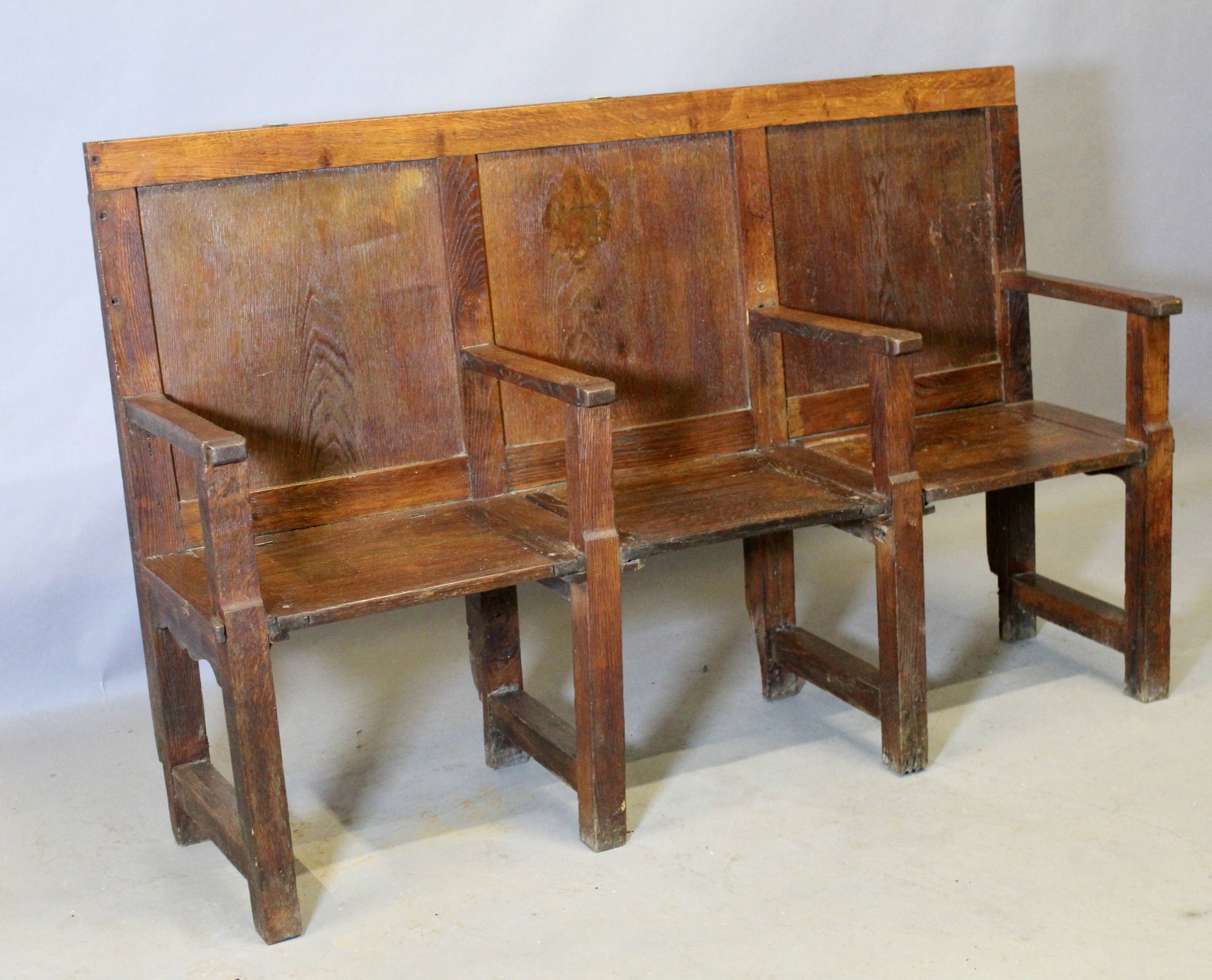 3-seater oak church pew