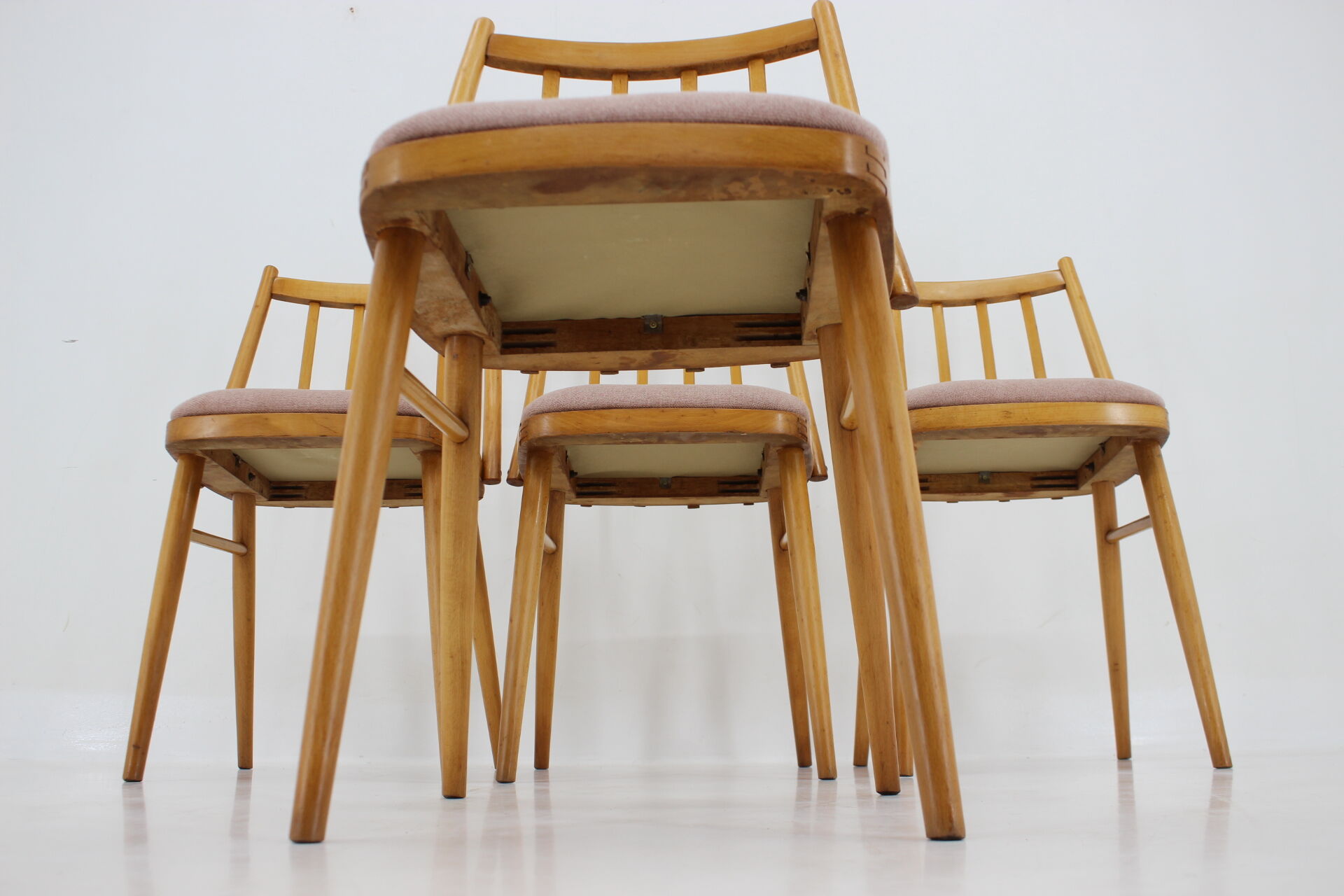 1970s Antonin Suman Beech Dining Chairs, Set of 4