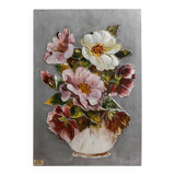 Floral relief panel in genuine tin