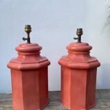 Pair of speckled pink ceramic lamp bases