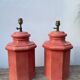 Pair of speckled pink ceramic lamp bases