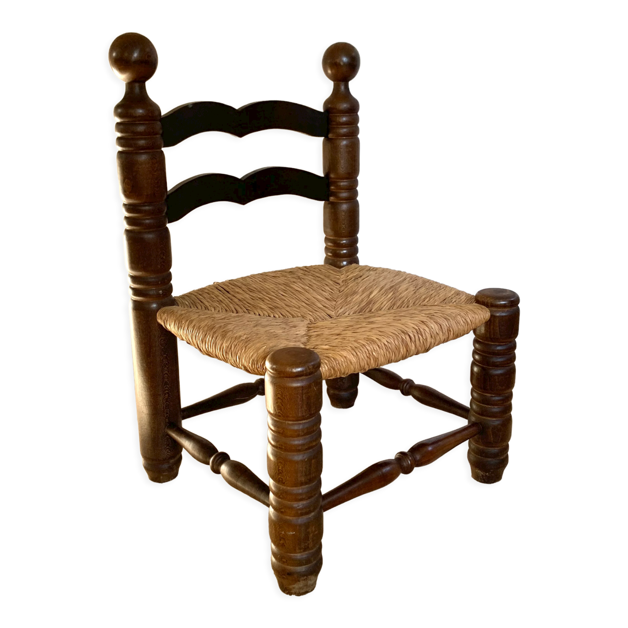 Solid oak low chair