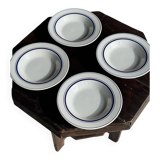 Set of 4 Italian deep plates Ceramica Quadrifoglio with blue rim D22