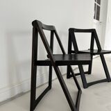 Pair of wooden folding chairs in the style of Aldo Jacober