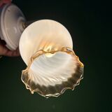 Vintage tulip wall light in white and amber glass