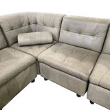 Vintage modular corner sofa in leather, 7 pieces