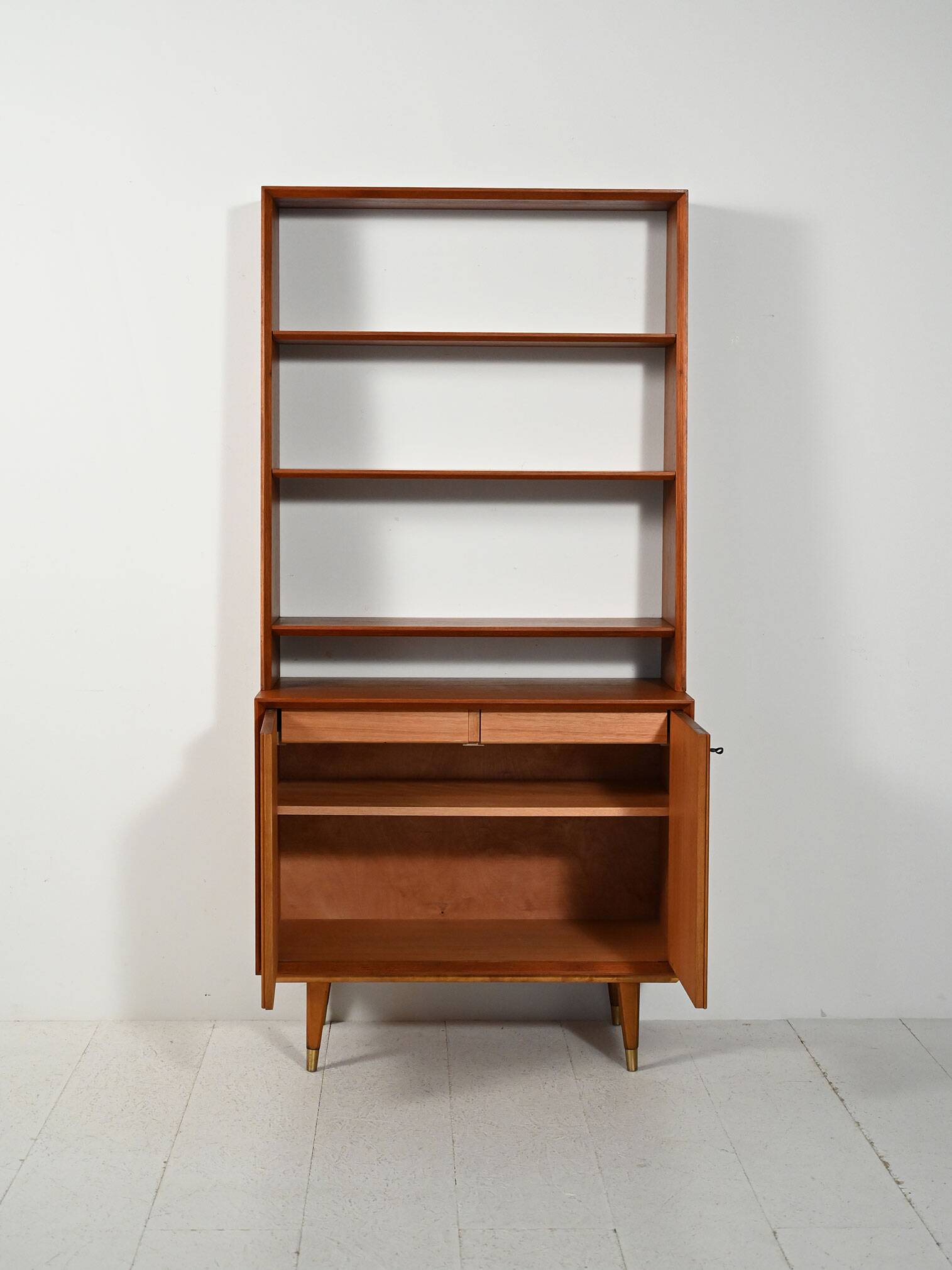 Scandinavian teak bookcase with cabinet, 1950s–1960s
