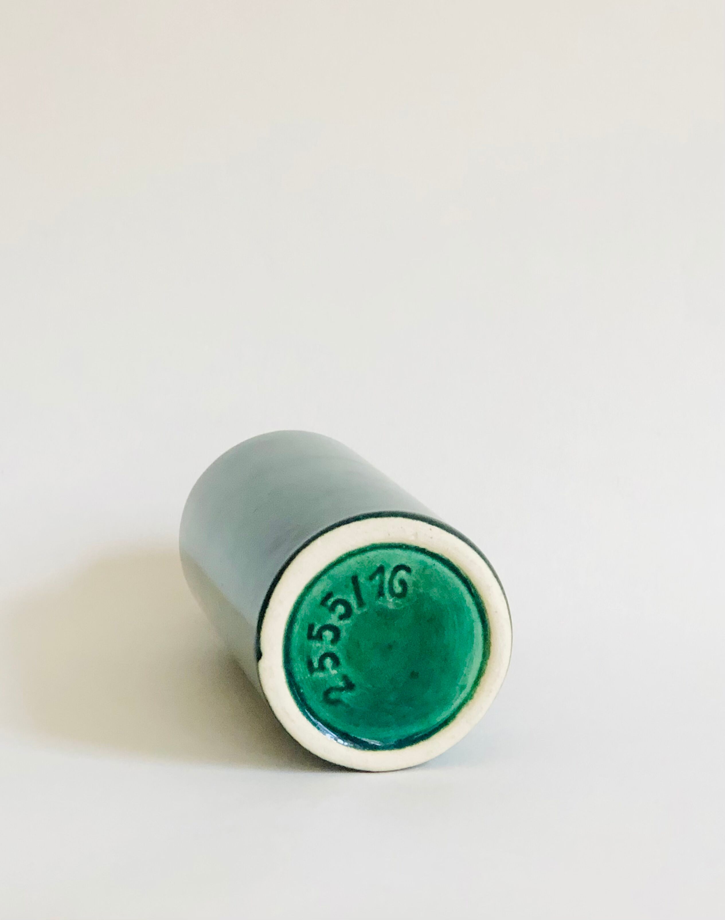 Soliflore vase in iridescent green ceramic West Germany