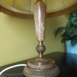 Alabaster lamp and gilt bronze, silk Lampshade