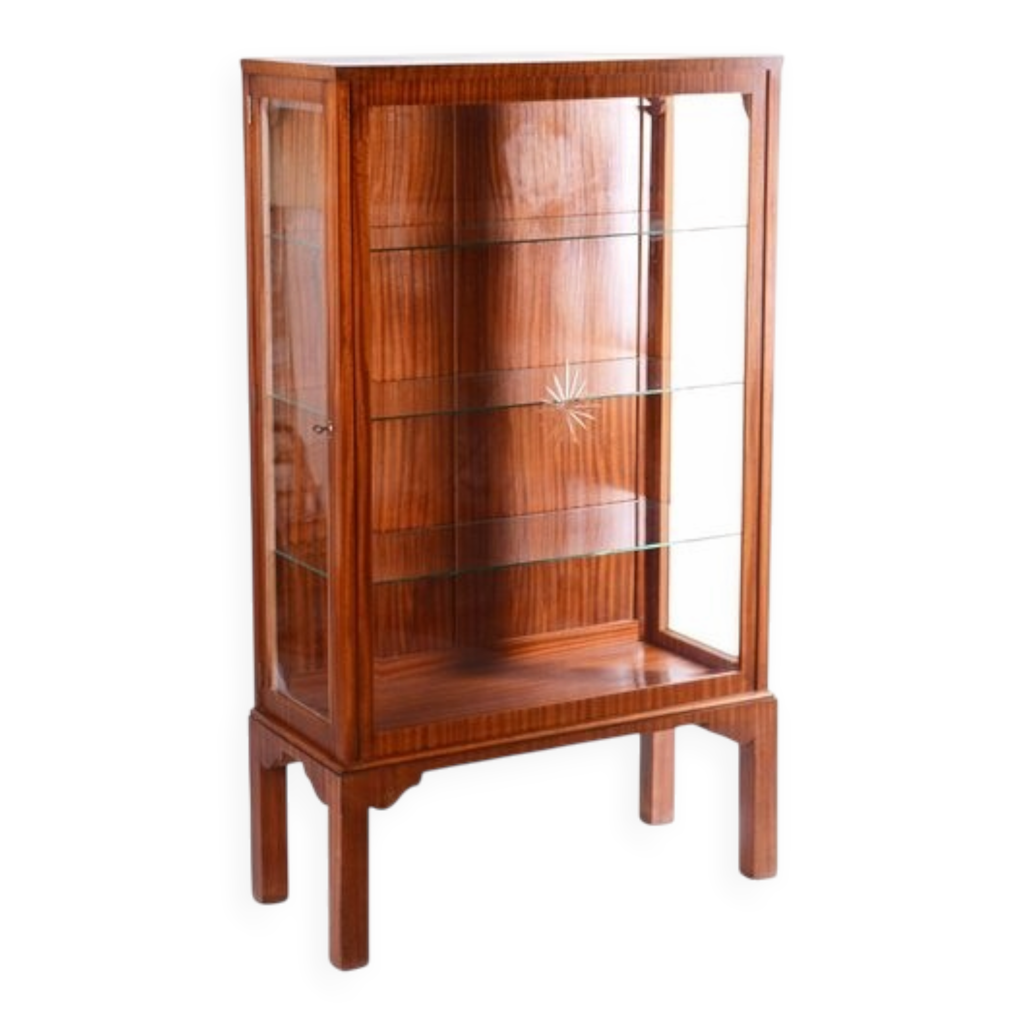 Czech Art Deco Display Cabinet in Mahogany and Glass, 1930s