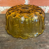 Salad bowl + 6 vintage amber orange moulded glass bowls from the 1970s.