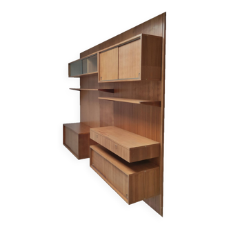 Cadovius style Scandinavian teak modular wall bookcase