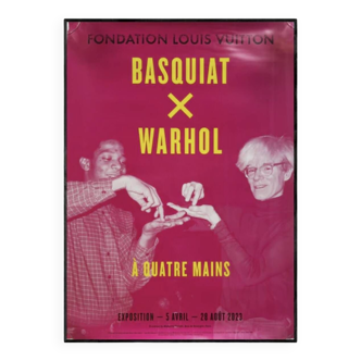 Basquiat x warhol 4 hands exhibit poster vuitton pink edition haring