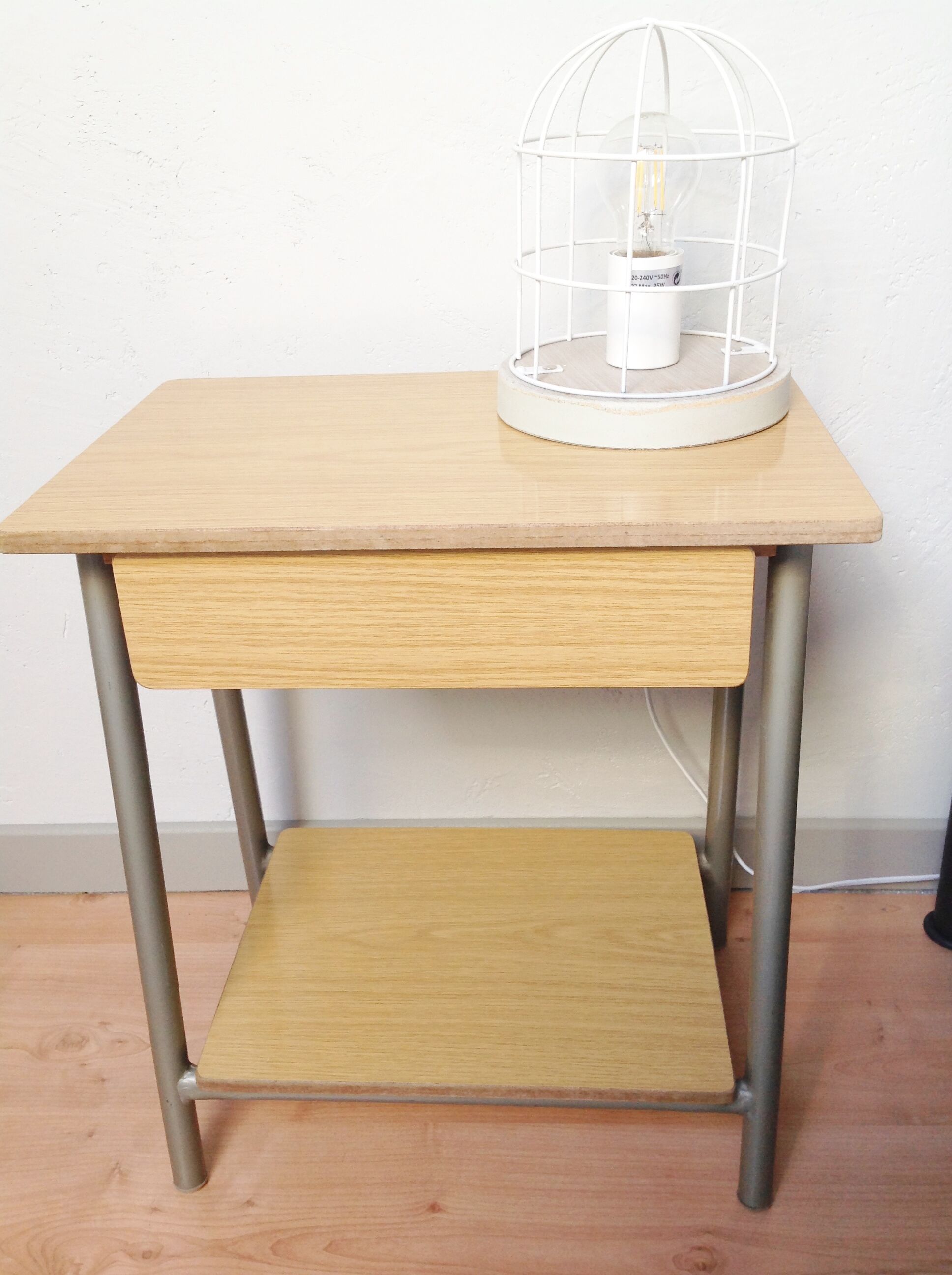 Bedside table in formica imitation wood / vintage 60s-70s