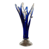 Vintage Cobalt Blue Crystal Vase Sculpture - Murano Style