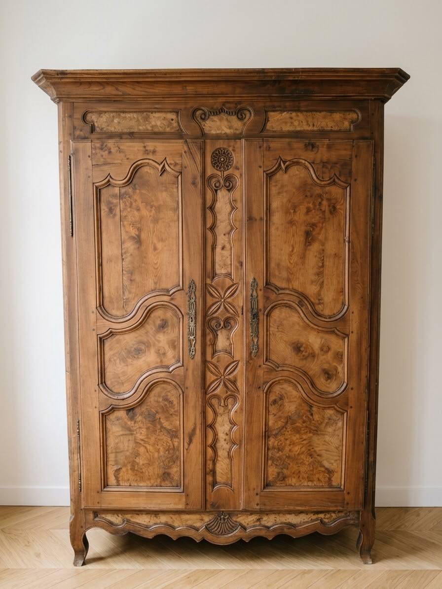 Antique Bressan wardrobe in carved wood