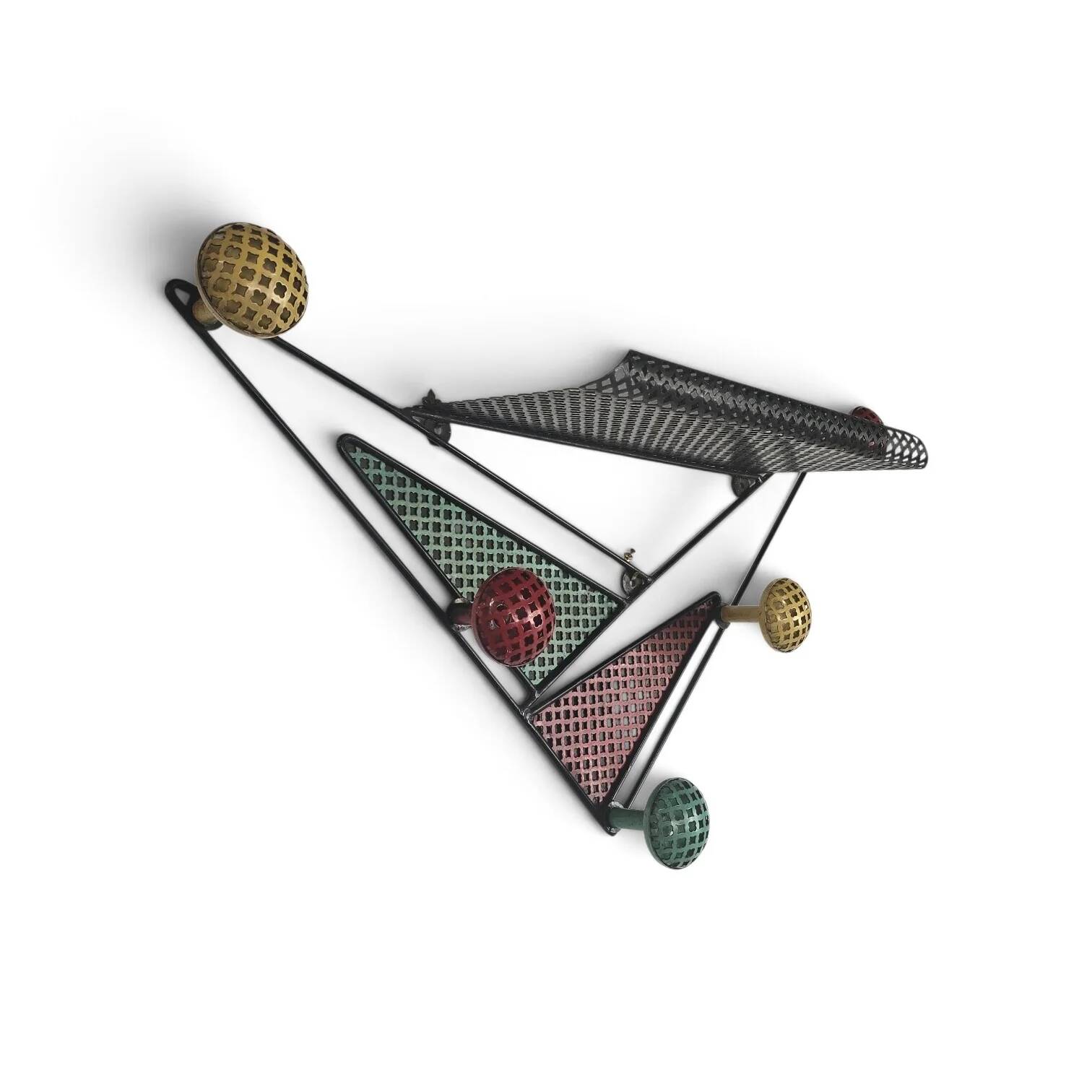 Wall-mounted coat rack attributed to Mathieu Matégot – France, 1950s