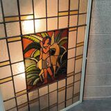 Large 19th century stained glass window The woman and the doe