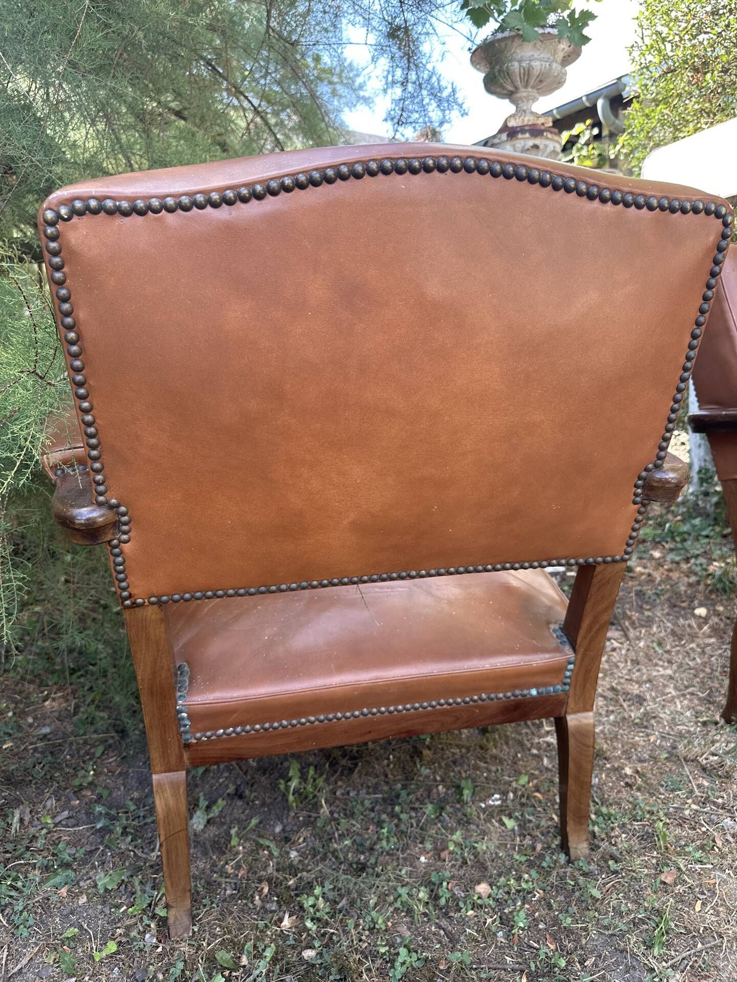 4 Chippendale leather armchairs