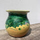 Cache pot vernissé vert et jaune Poterie de Saint Uze début XXe