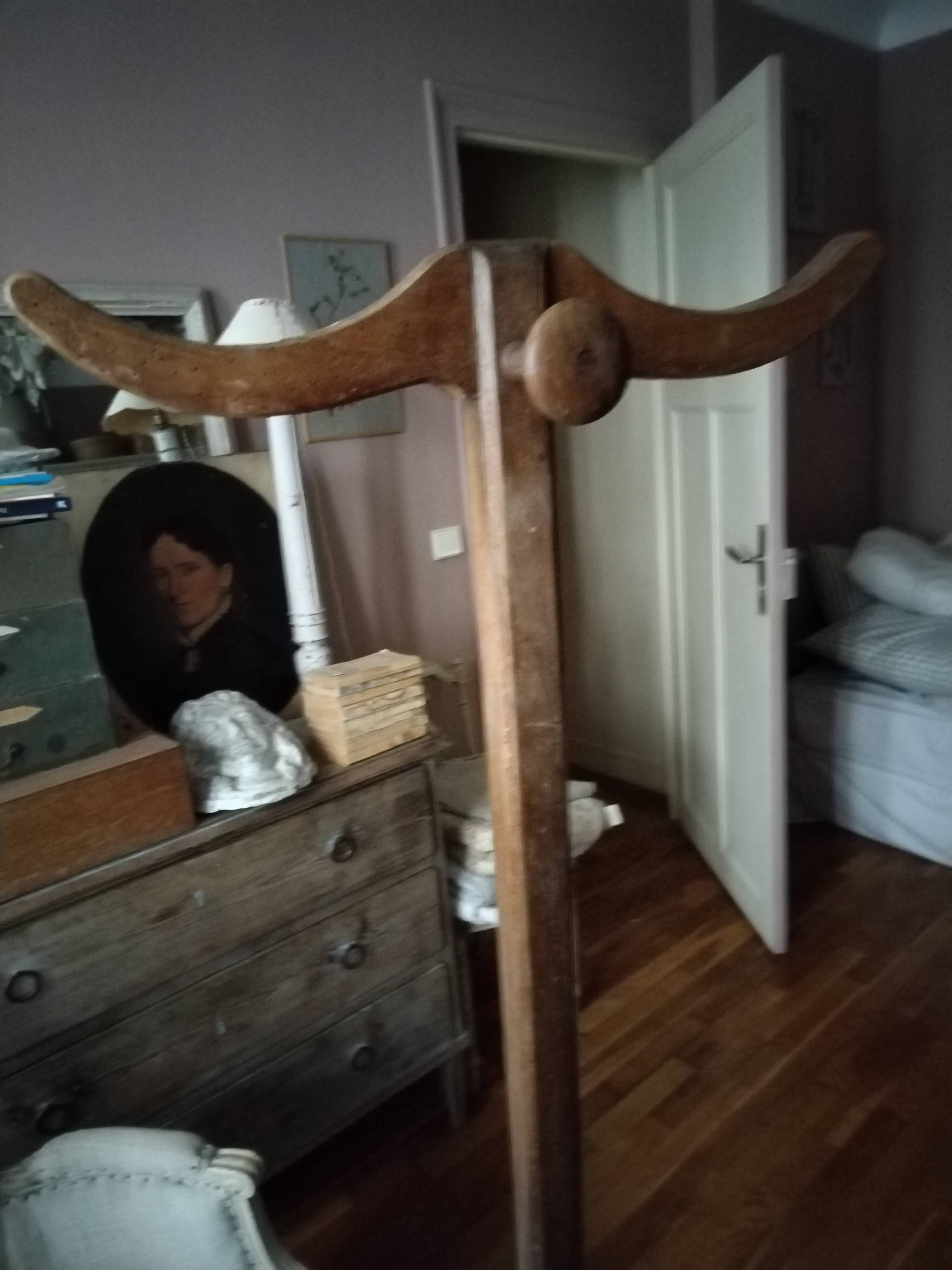 19th century oak coat rack on stand