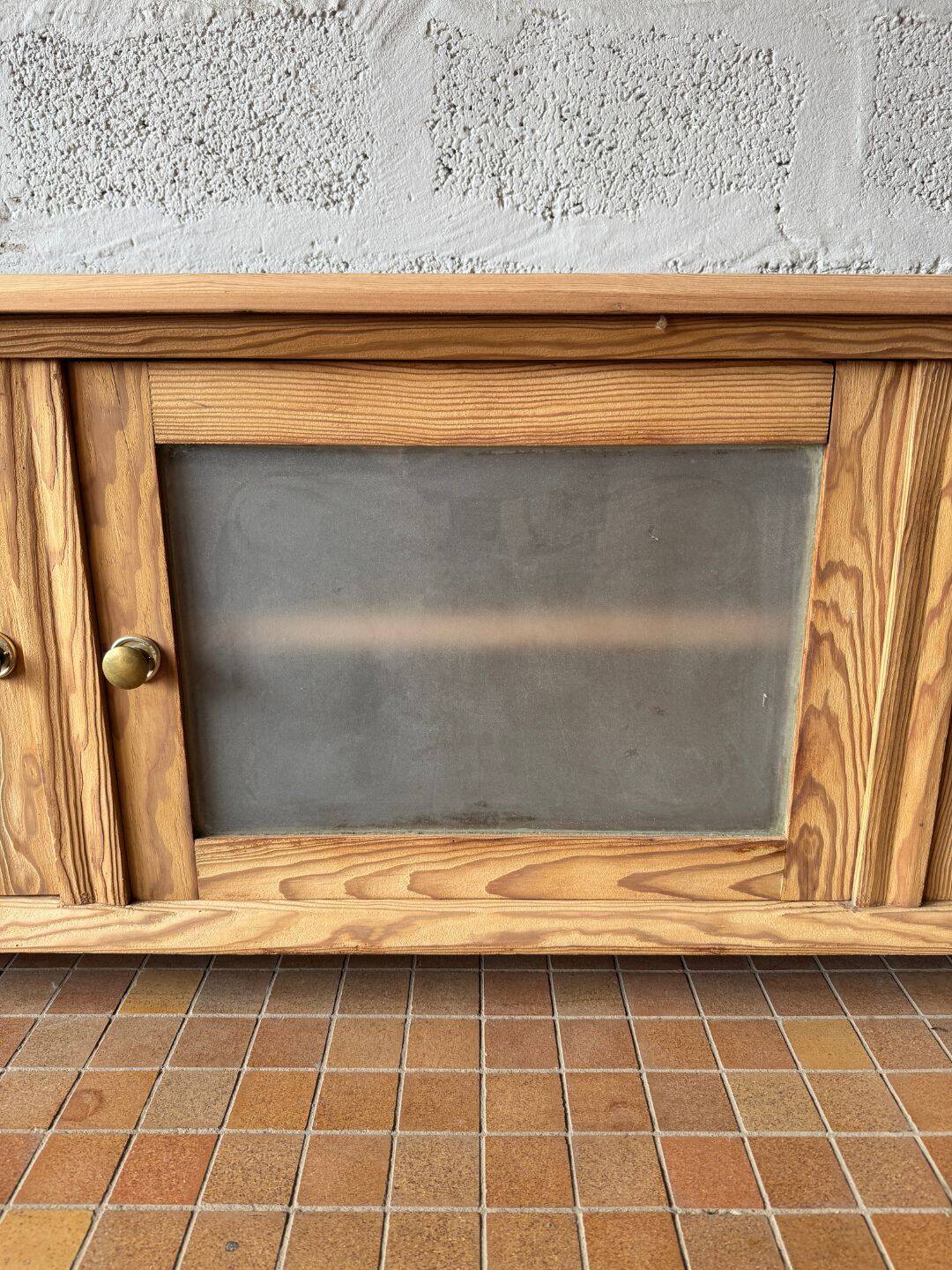 TV cabinet in solid pitch pine - 1960s