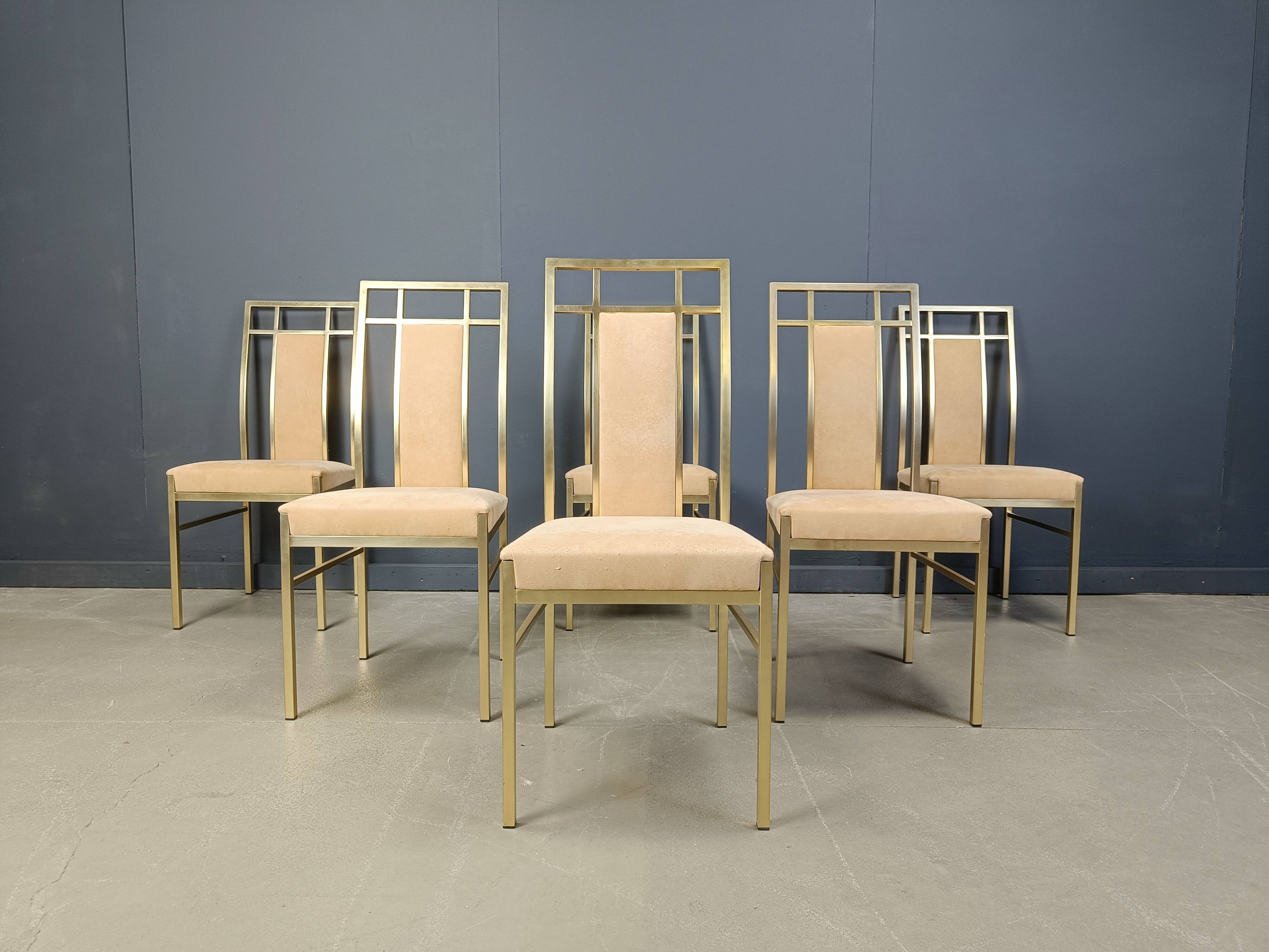 Vintage brass dining chairs by Belgochrom, 1970s